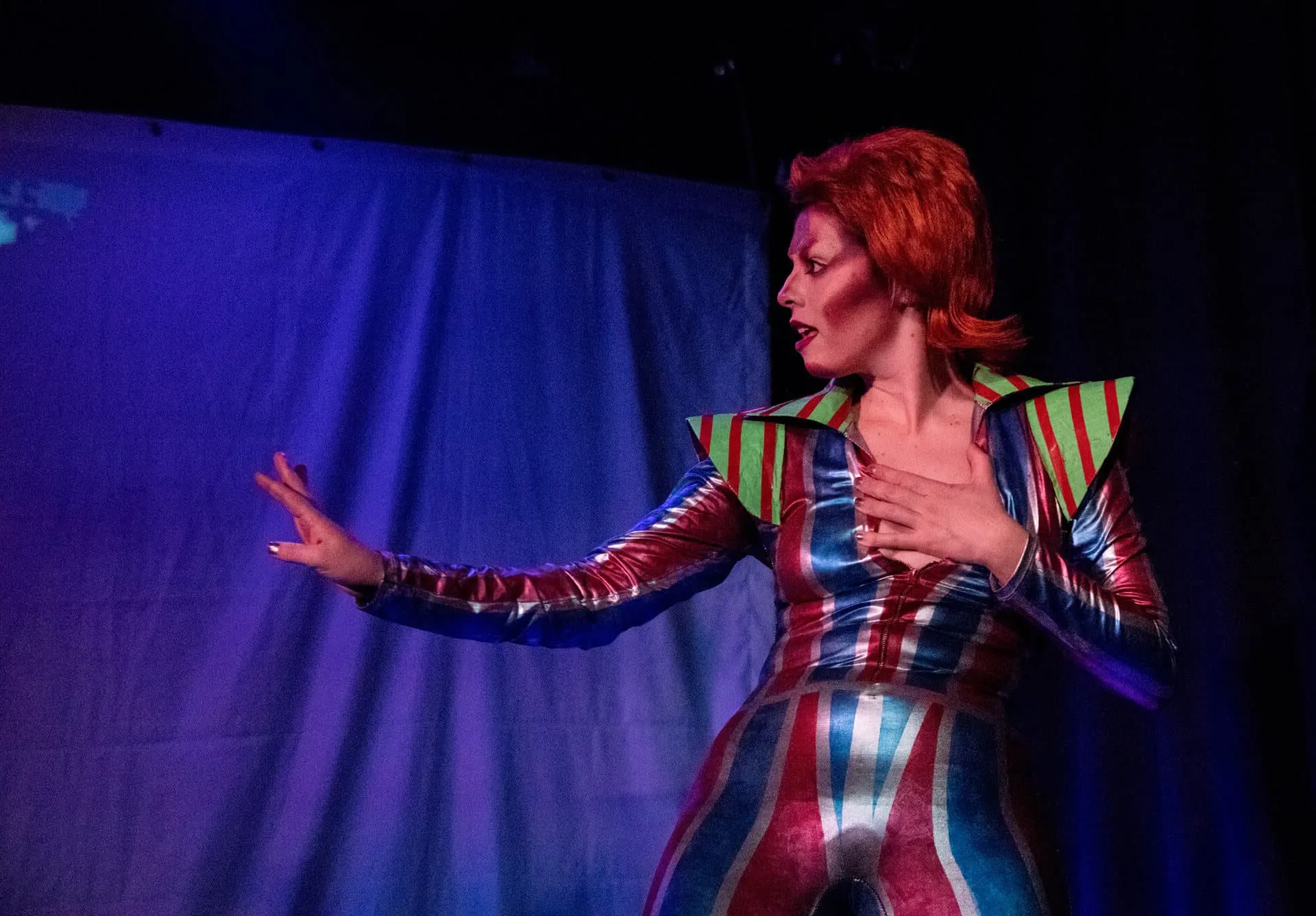 Ziggy Stardust look on stage at Bowie Ball D.C. 2019
